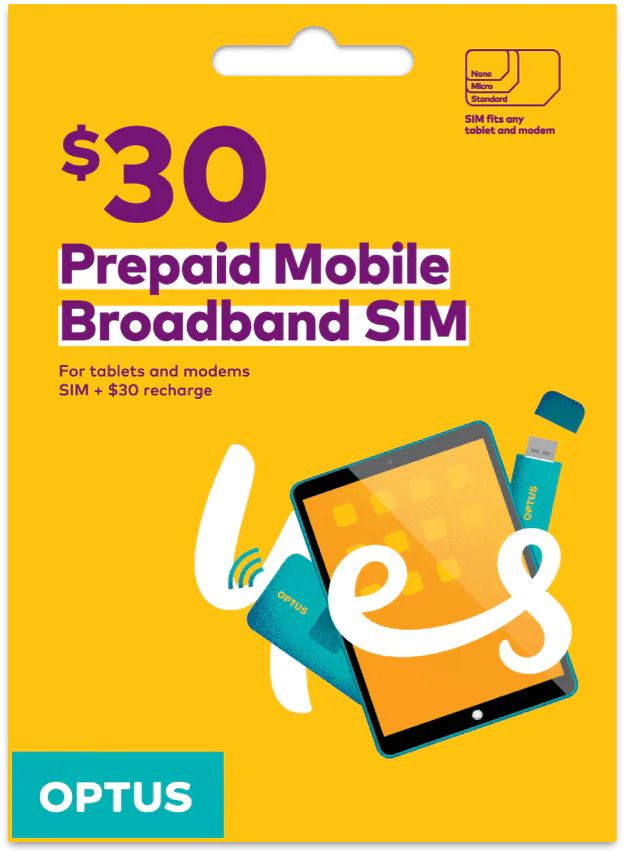 Optus Australia Prepaid Mobile Broadband SIM Card