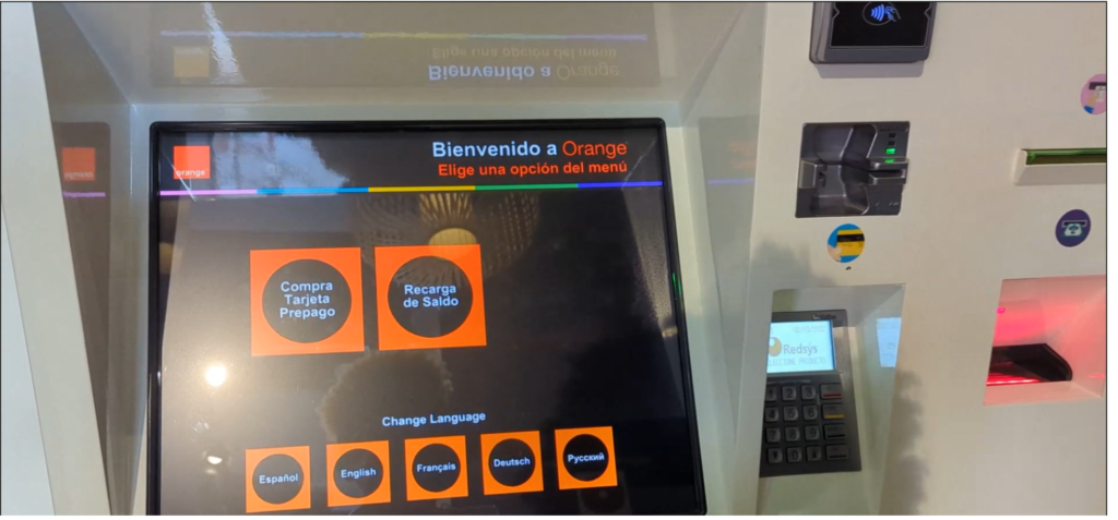 Orange Spain Machine for getting SIM Cards