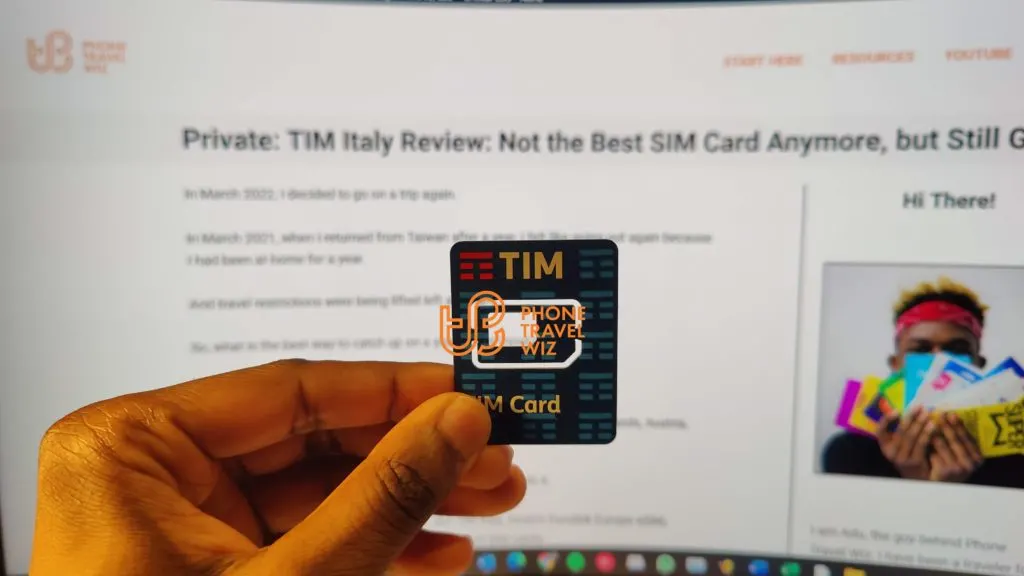 TIM Italy SIM Card Held by Adu