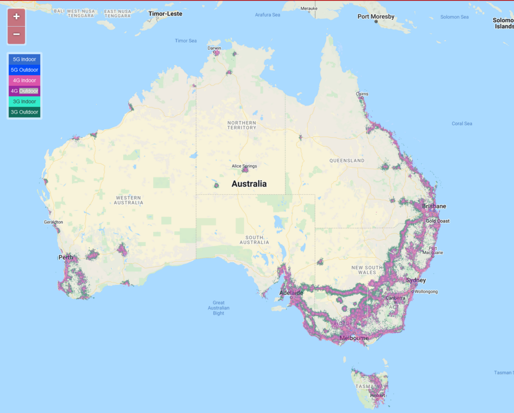Vodafone Australia 3G 4G LTE 5G NR Coverage Map
