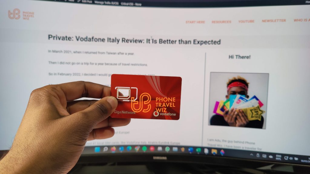 Vodafone Italy SIM Card Held by Adu