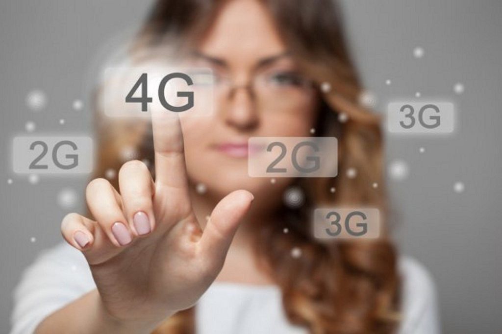 Woman Pointing at 4G Icon