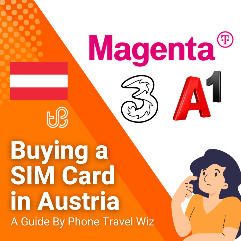 Buying a SIM Card in Austria Guide (logos of Magenta, T-Mobile & A1 Telekom)