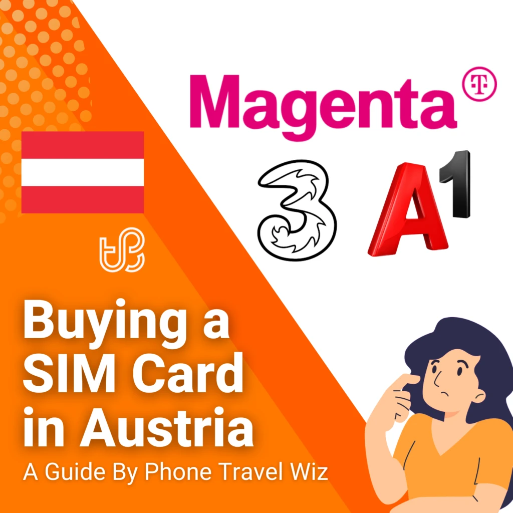 Buying a SIM Card in Austria Guide (logos of Magenta, T-Mobile & A1 Telekom)