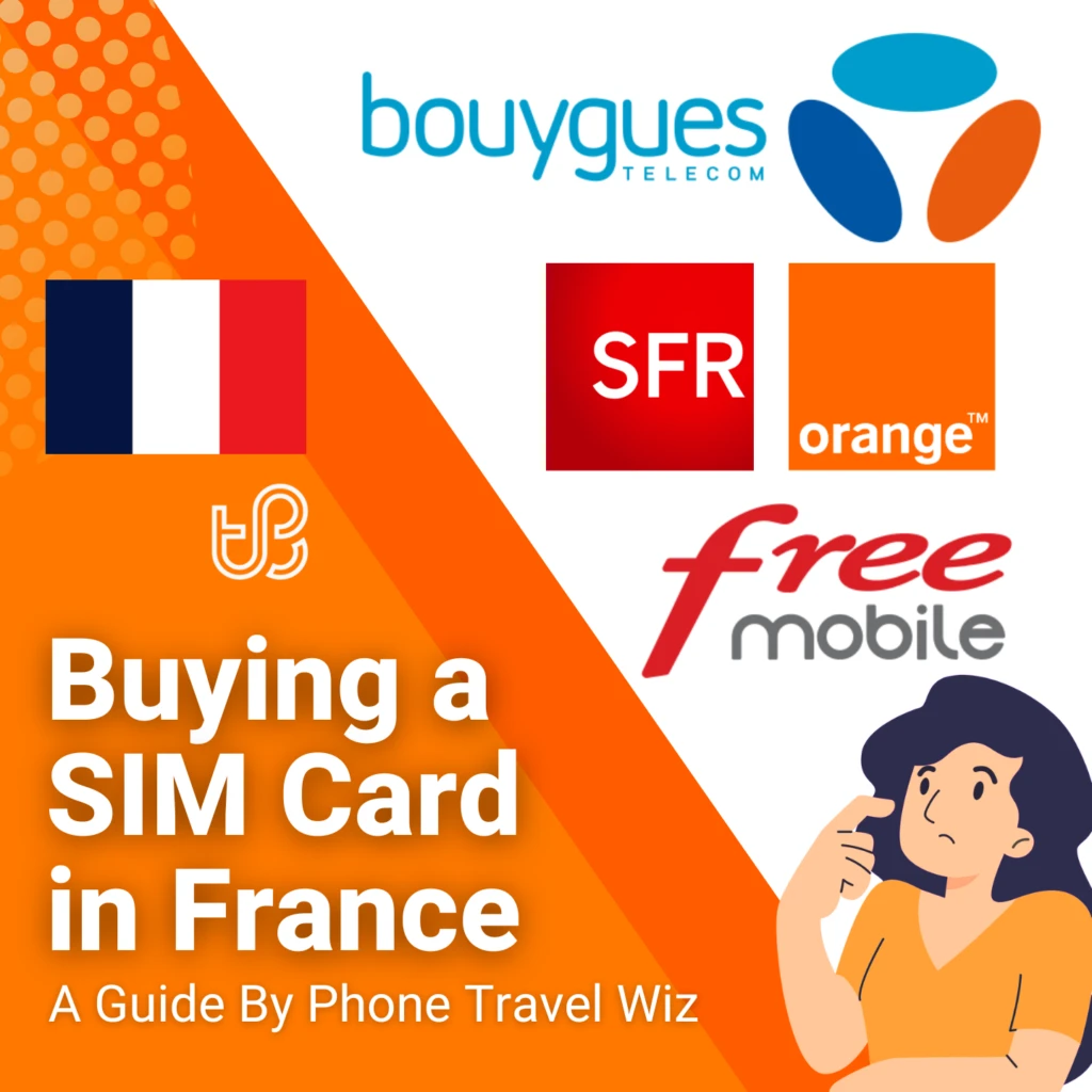 Buying a SIM Card in France Guide (logos of Orange, SFR, Bouygues Telecom & Free Mobile)