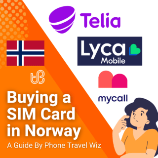 Buying a SIM Card in Norway Guide (logos of Telia, Lycamobile & Mycall)