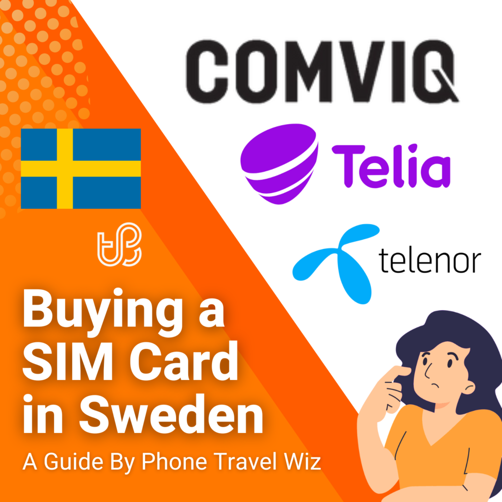 Buying a SIM Card in Sweden Guide (logos of Telia, Telenor & Comviq)