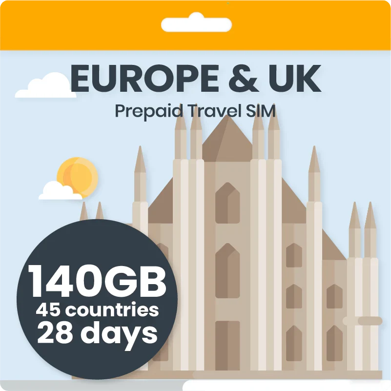 Europe & UK Data SIM card (140 GB for 28 days) Simify