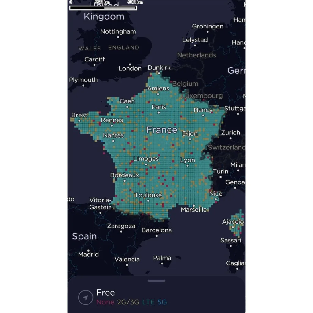 Free Mobile France Coverage Map