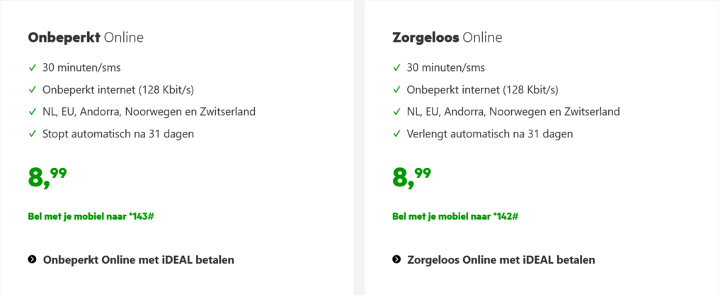 KPN Netherlands Maand Onbeperkt Internetbundels