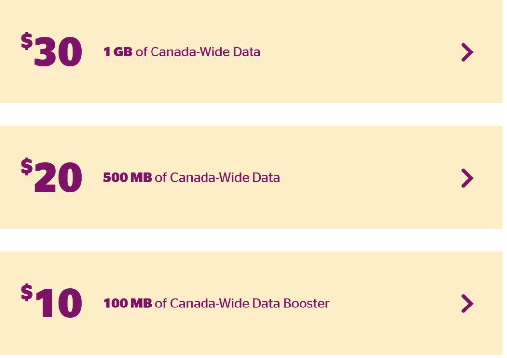 Koodo Canada Data Booster Add-Ons