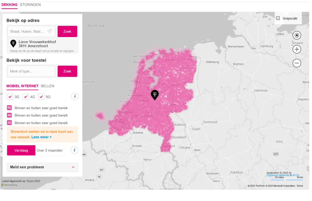 T-Mobile Netherlands 3G 4G LTE 5G NR Coverage Map