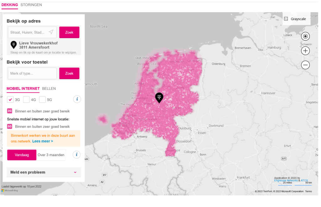 T-Mobile Netherlands 3G Coverage Map