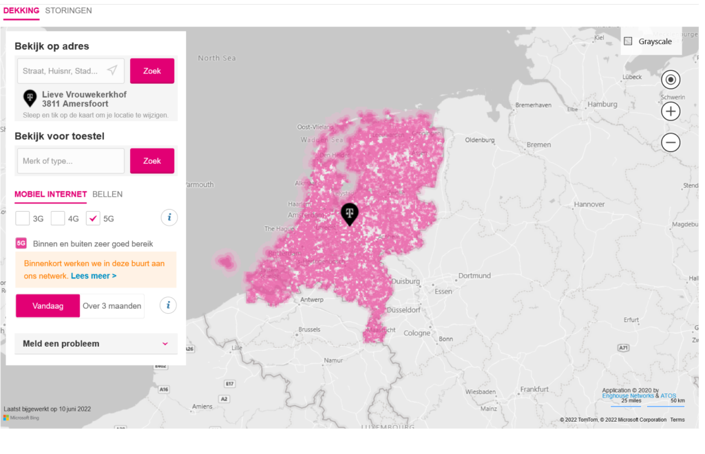 T-Mobile Netherlands 5G NR Coverage Map