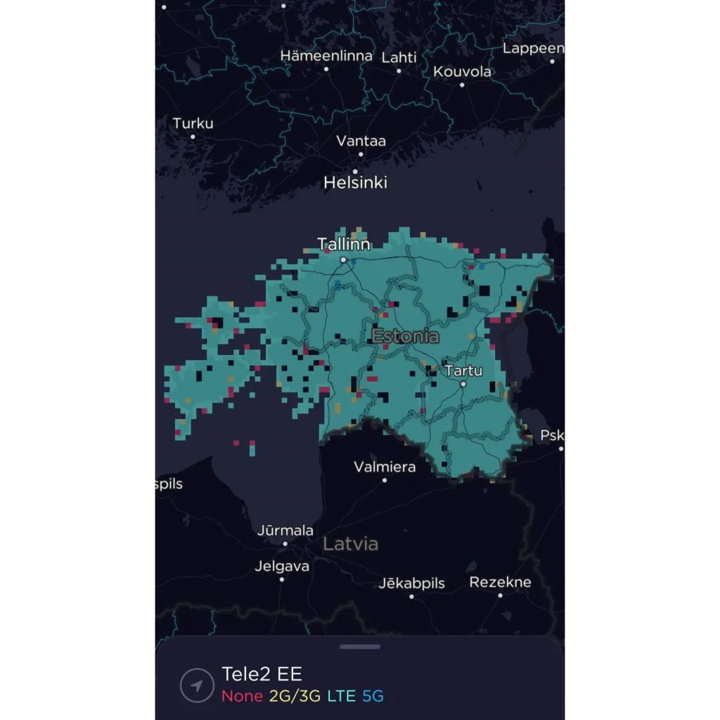 Tele2 Estonia Coverage Map