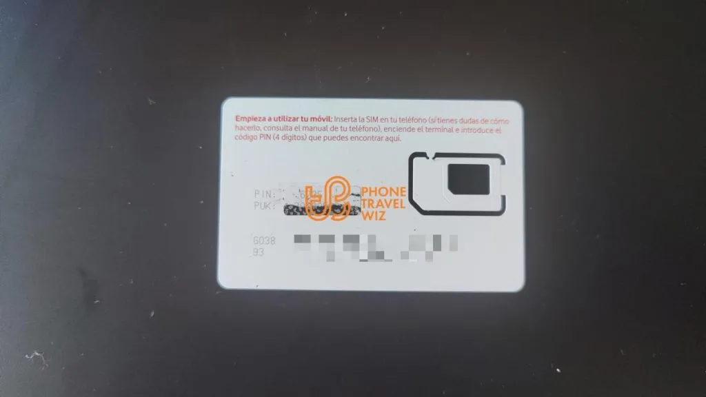 Vodafone Spain SIM Card Back