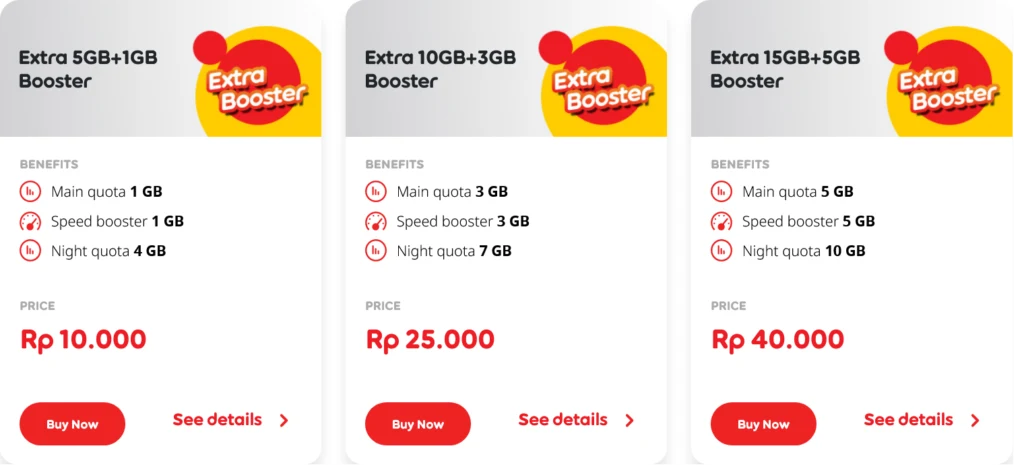 IM3 Indosat Ooredoo Hutchison Indonesia Extra Booster Add-Ons