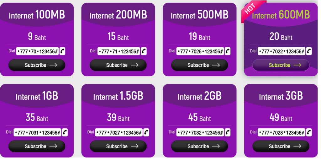 AIS Thailand Internet Add-On Packages