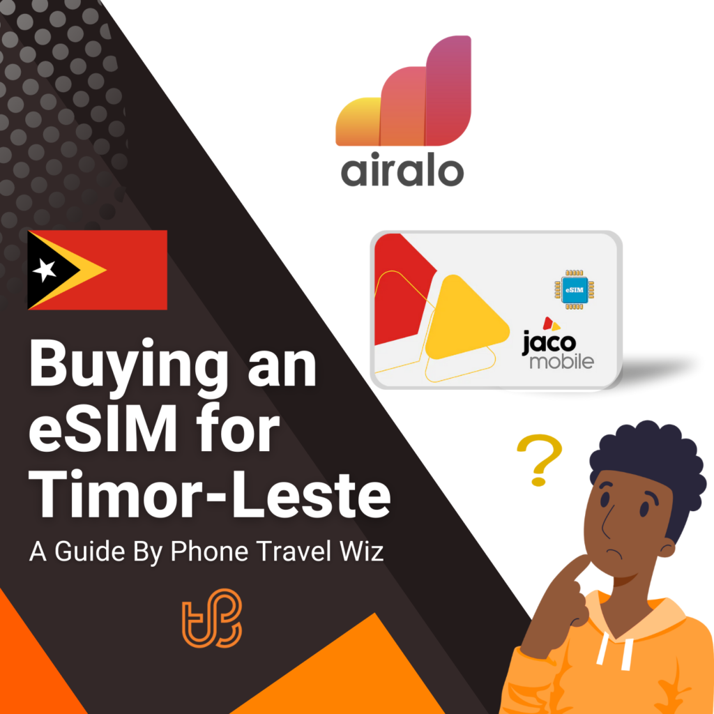 Buying an eSIM for Timor Leste Guide (logos of Airalo & jaco mobile)