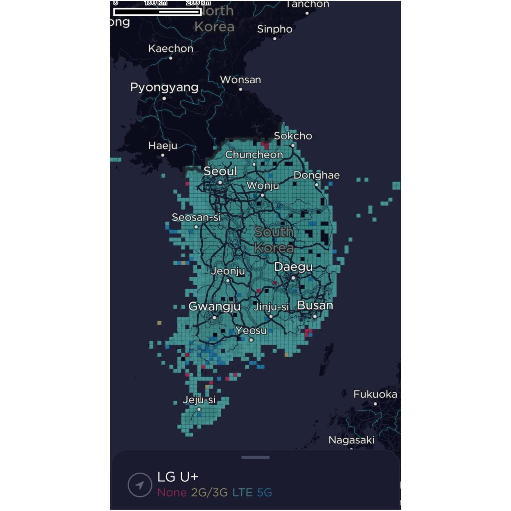 LG U+ South Korea Coverage Map 2022