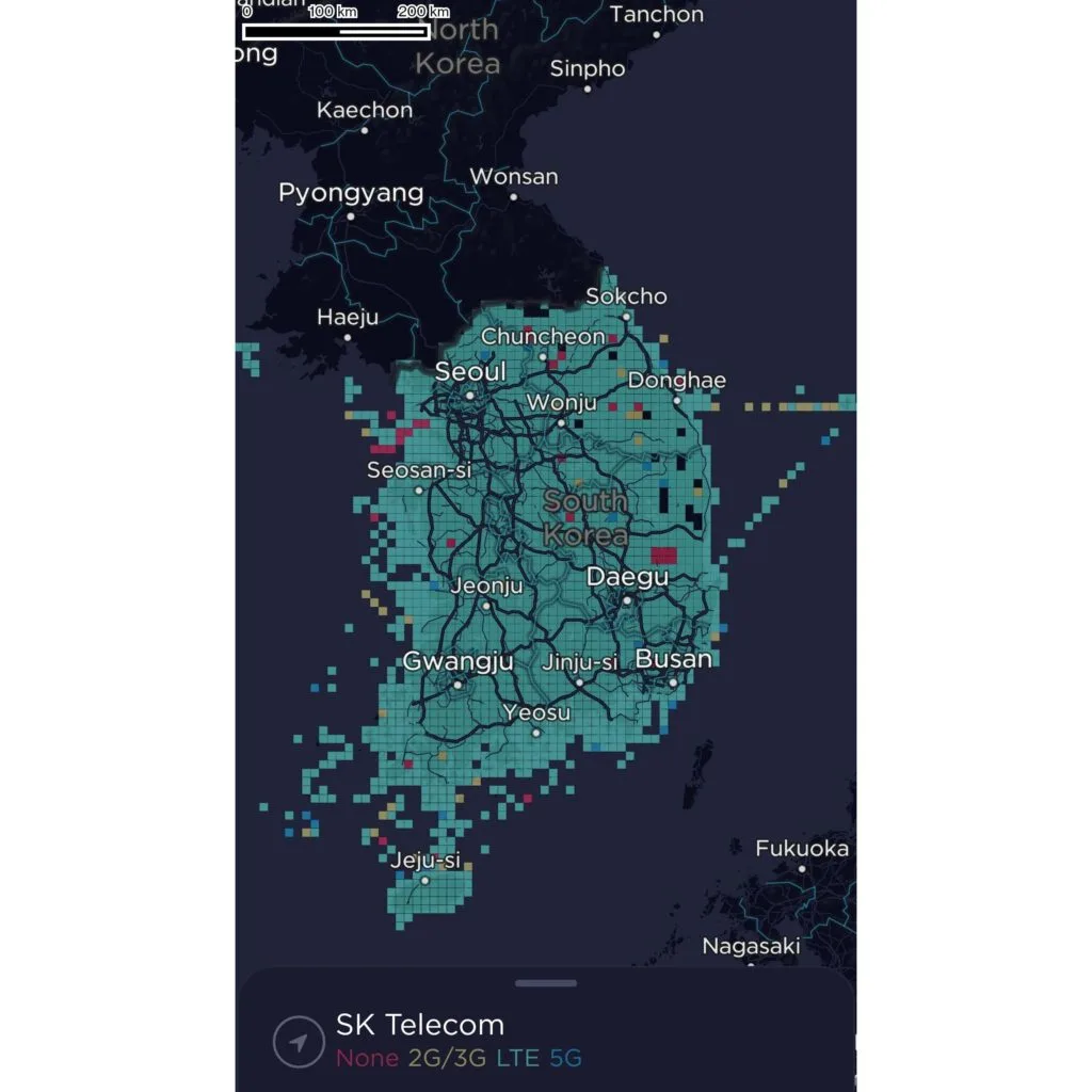 SK Telecom South Korea Coverage Map 2022