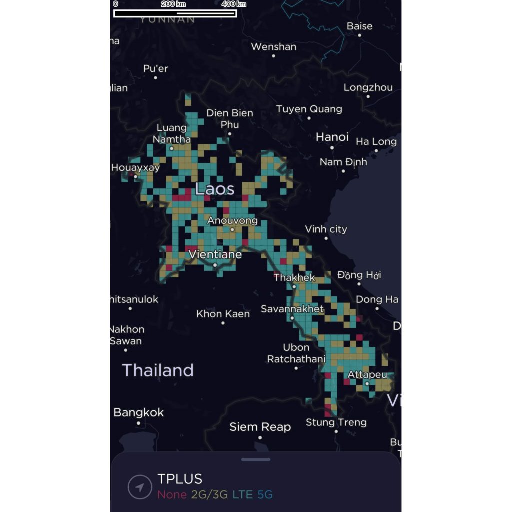 TPlus Laos Coverage Map