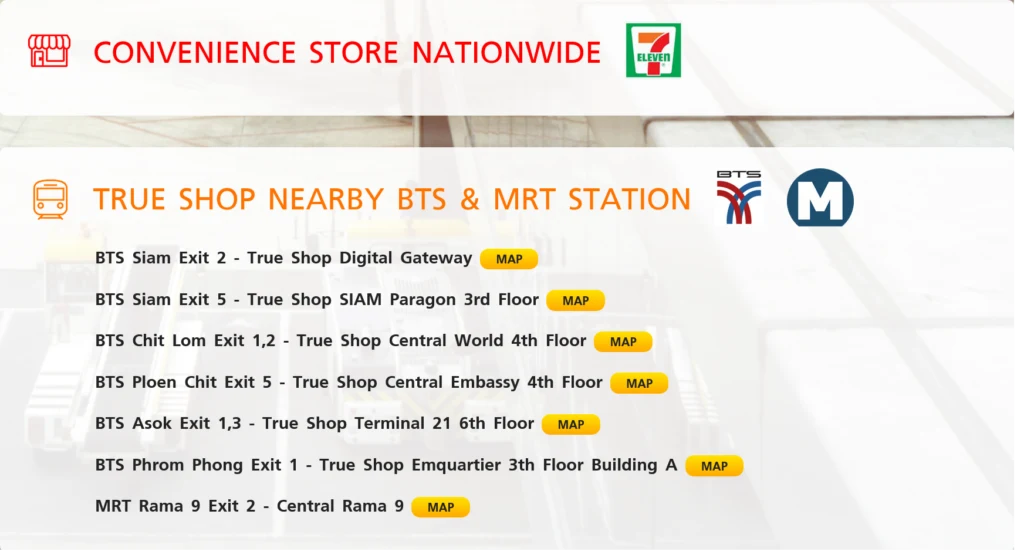 TrueMove H Thailand Tourist SIM Cards Sold Near BTS and MRT Stations