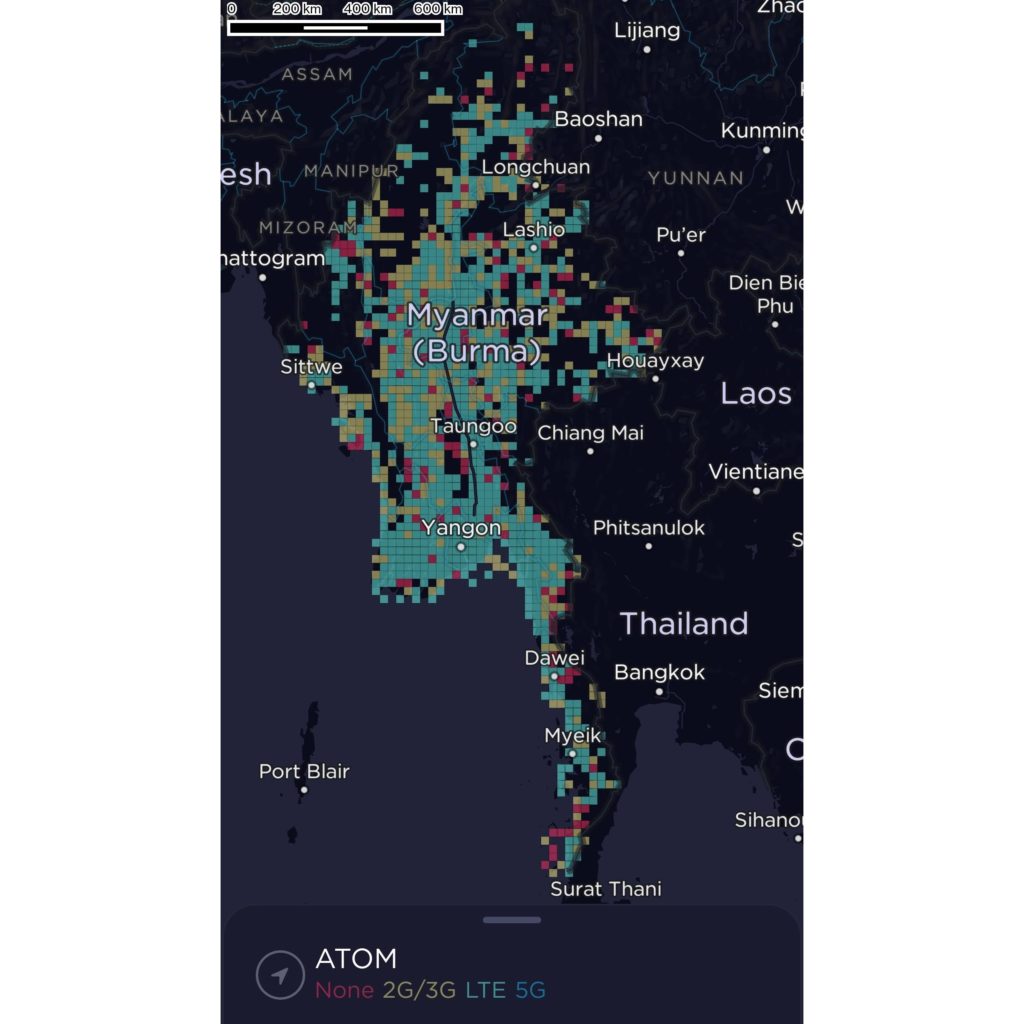 ATOM Myanmar Coverage Map