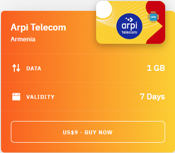 Armenia Arpi Telecom eSIM Airalo (with Prices)
