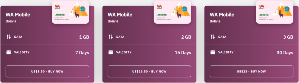 Bolivia WA Mobile eSIM Airalo (with Prices)