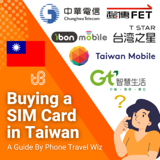 Buying a SIM Card in Taiwan Guide (logos of Chunghwa Telecom, Taiwan Mobile, Far EasTone, T Star, GT Mobile & Ibon Mobile)