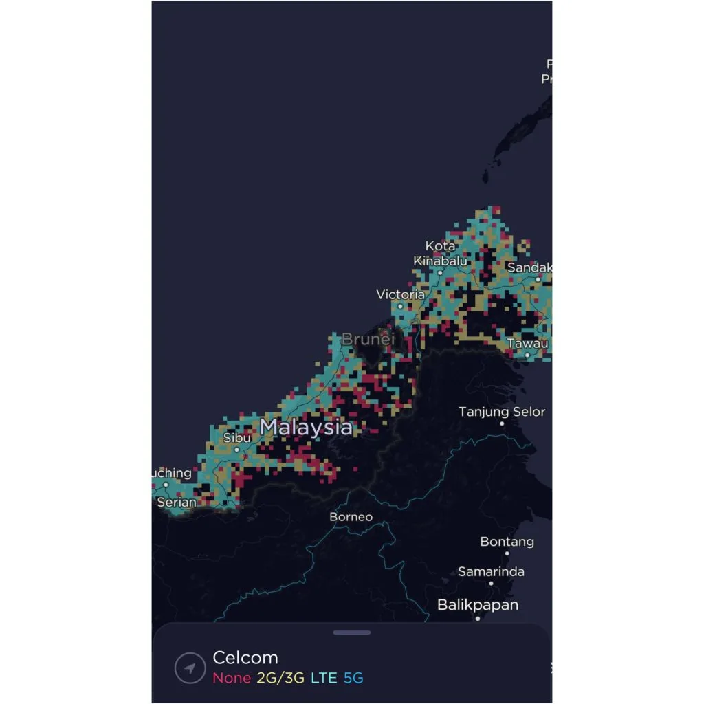 Celcom Malaysia Coverage Map in East Malaysia