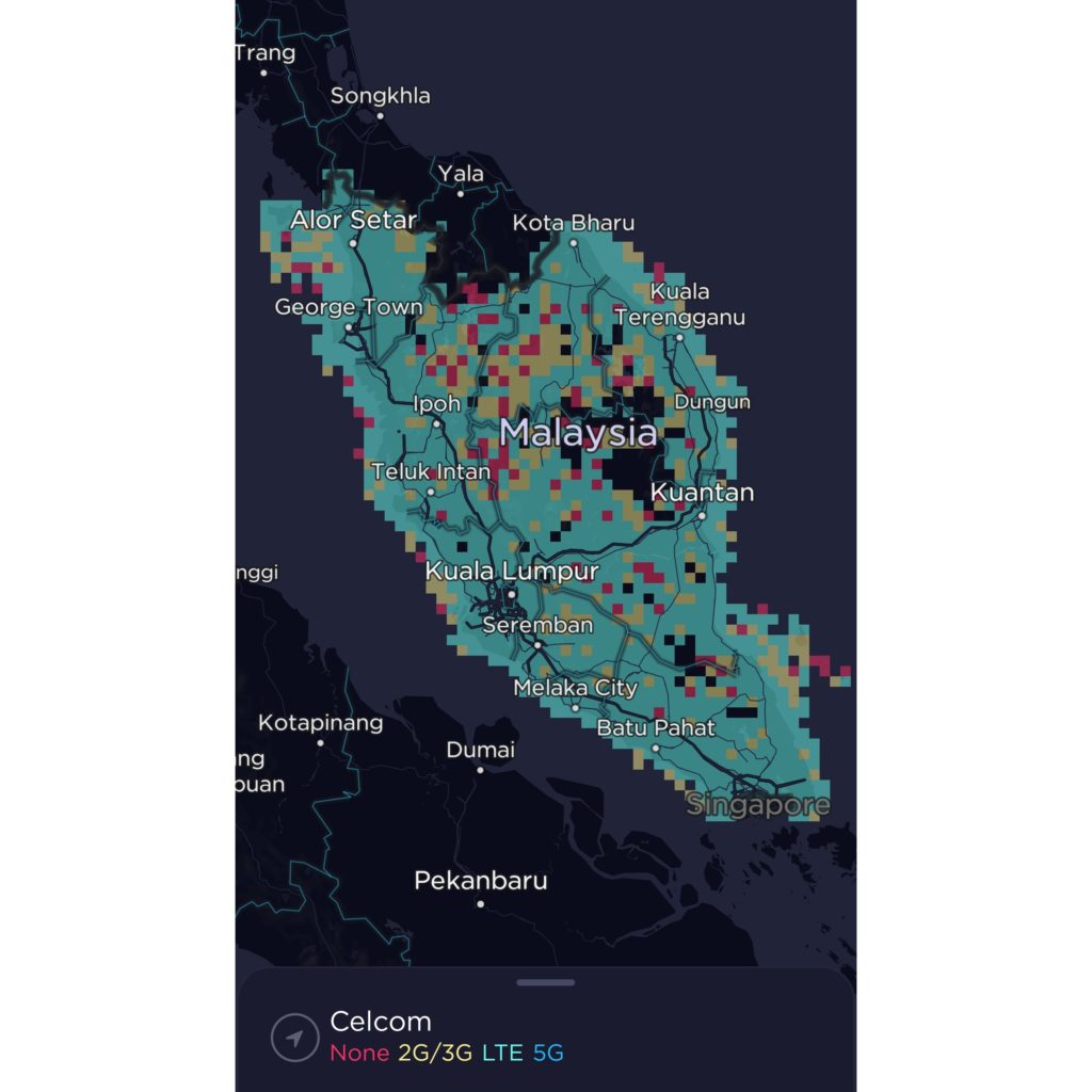 Celcom Malaysia Coverage Map in Peninsular (West) Malaysia