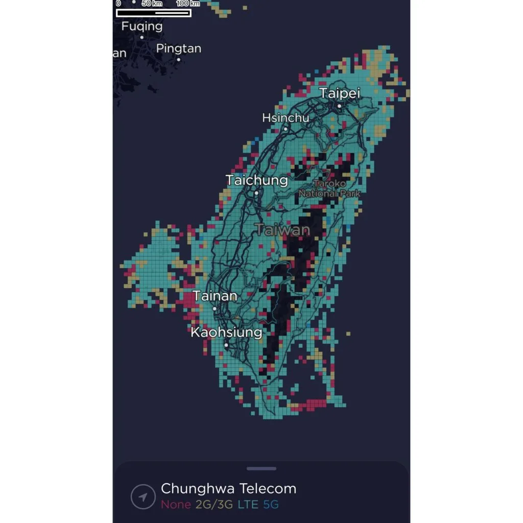 Chunghwa Telecom Taiwan Coverage Map (Mainland & Penghu)