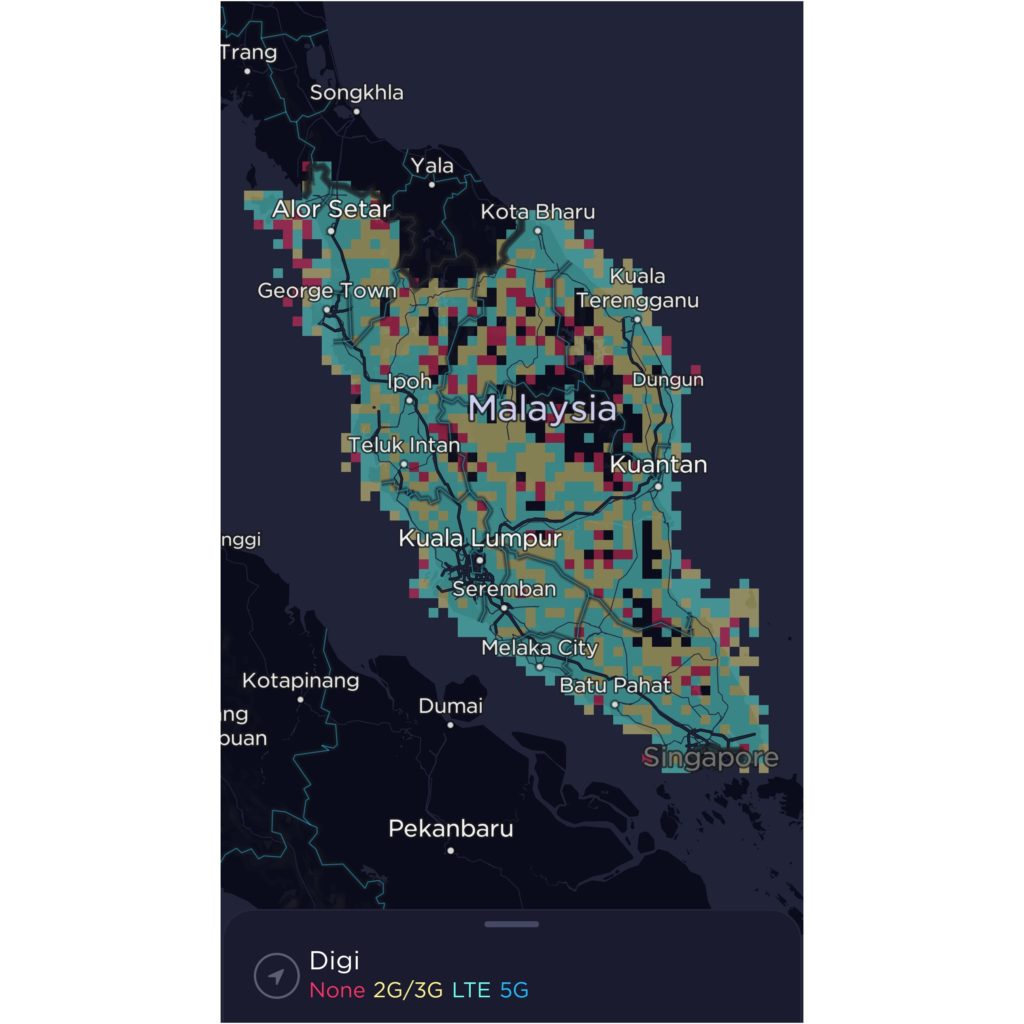 Digi Malaysia Coverage Map in Peninsular (West) Malaysia