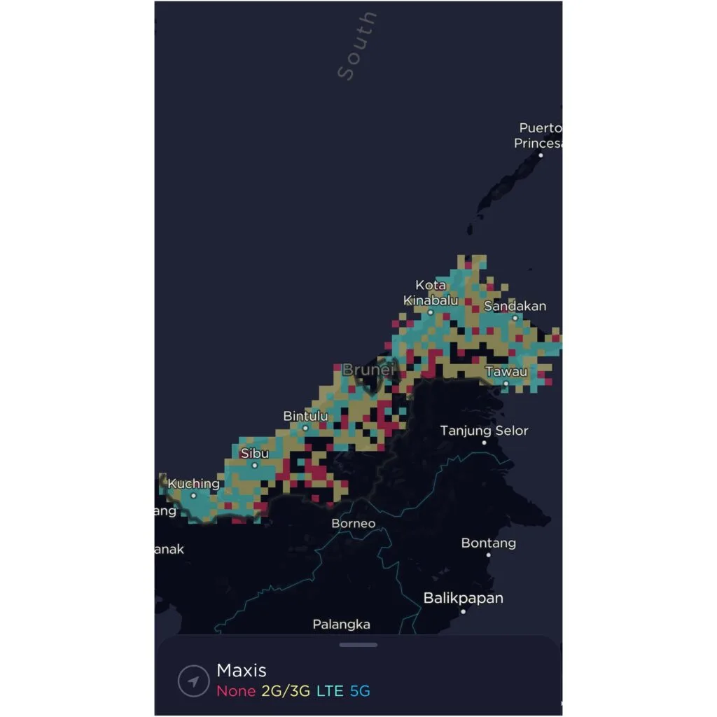 Hotlink by Maxis Malaysia Coverage Map in East Malaysia