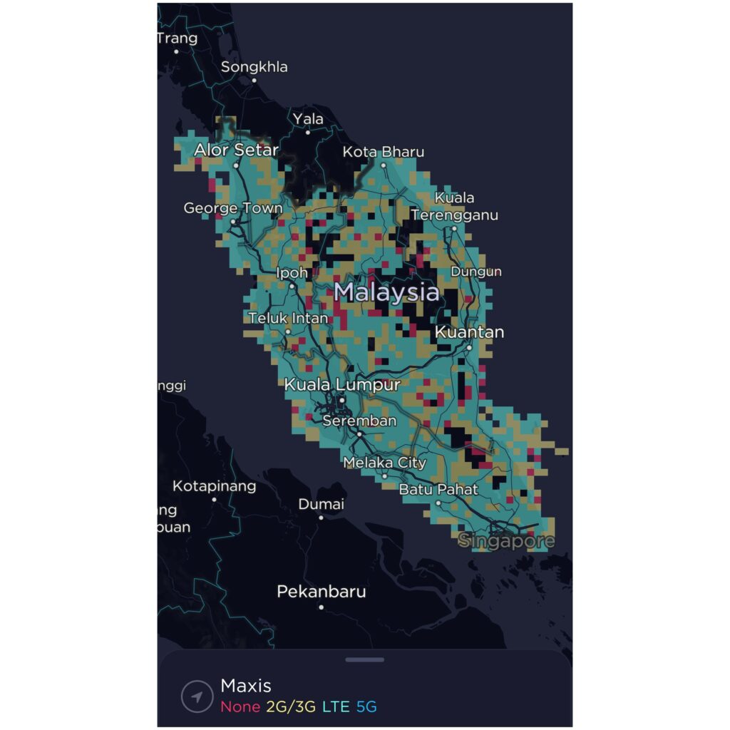 Hotlink by Maxis Malaysia Coverage Map in Peninsular (West) Malaysia