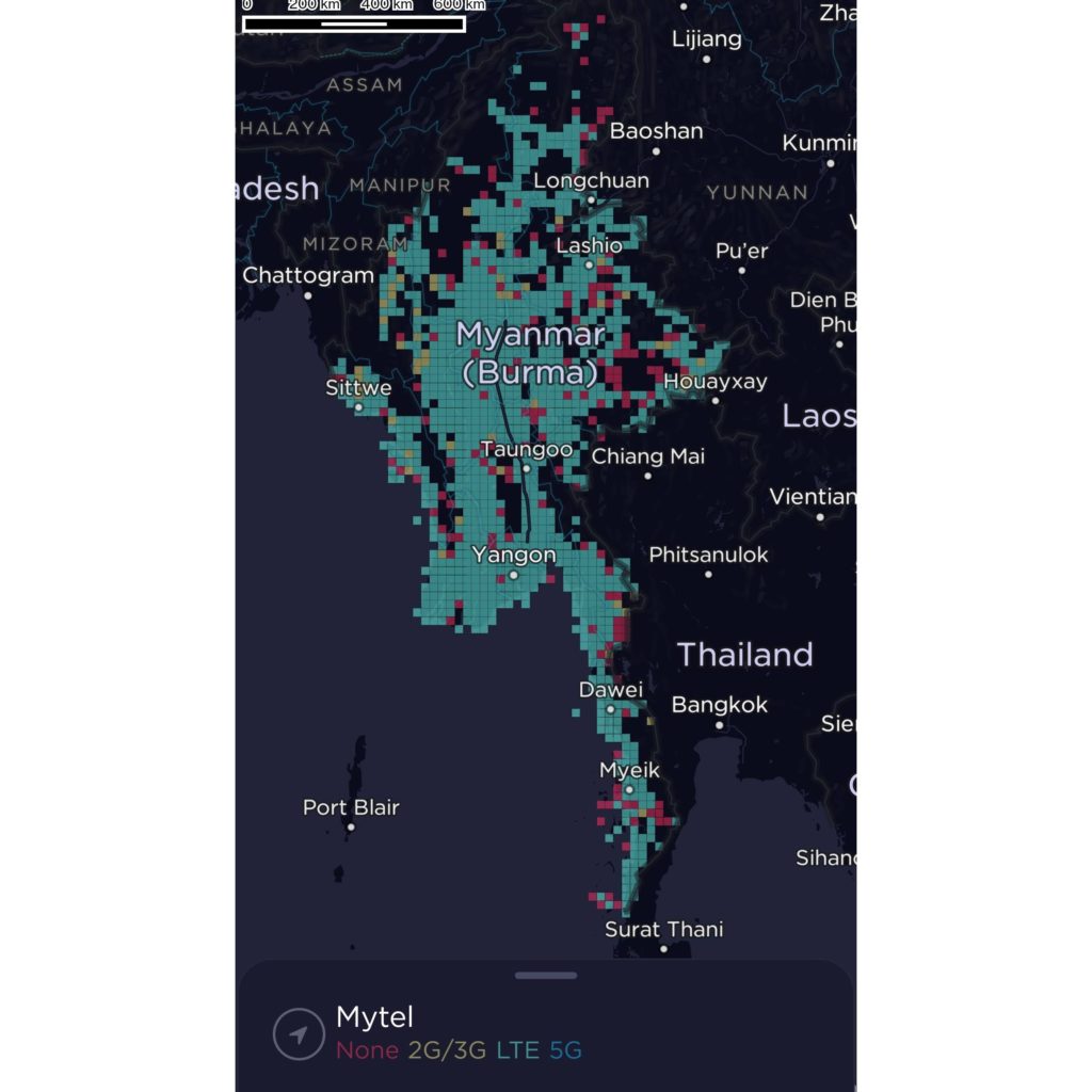 Mytel Myanmar Coverage Map