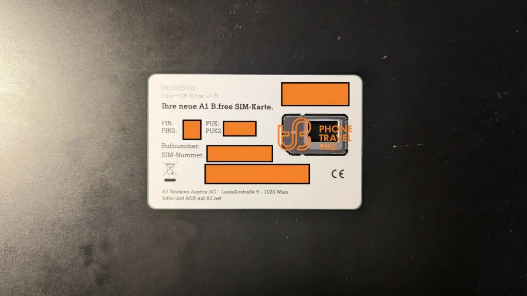 A1 Austria SIM Card Back