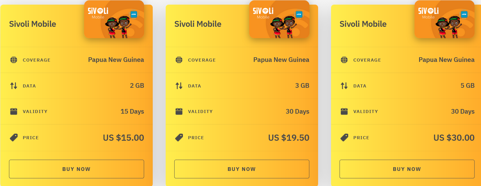 Airalo Papua New Guinea Sivoli Mobile eSIM with Prices