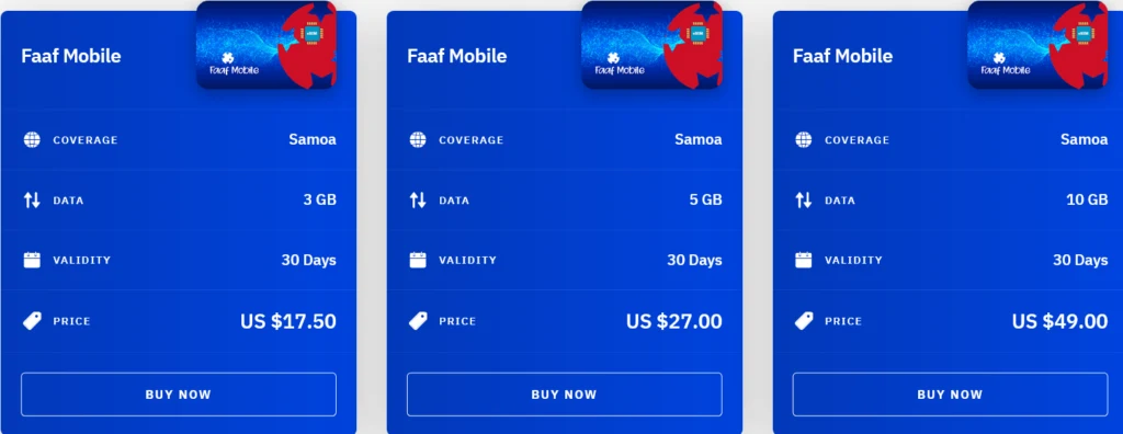 Airalo Samoa Faaf Mobile eSIM with Prices