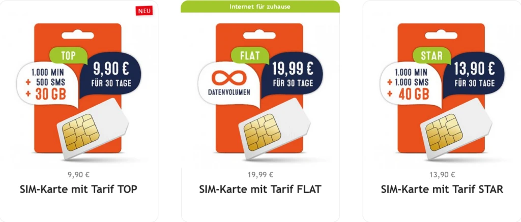 Eety Austria SIM-Karte mit Tarif SIM Card with Tariffs