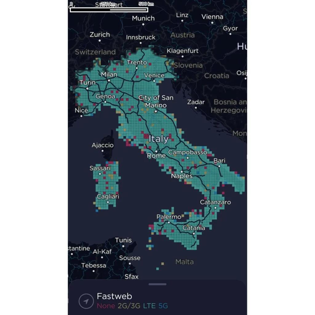 Fastweb Italy Coverage Map