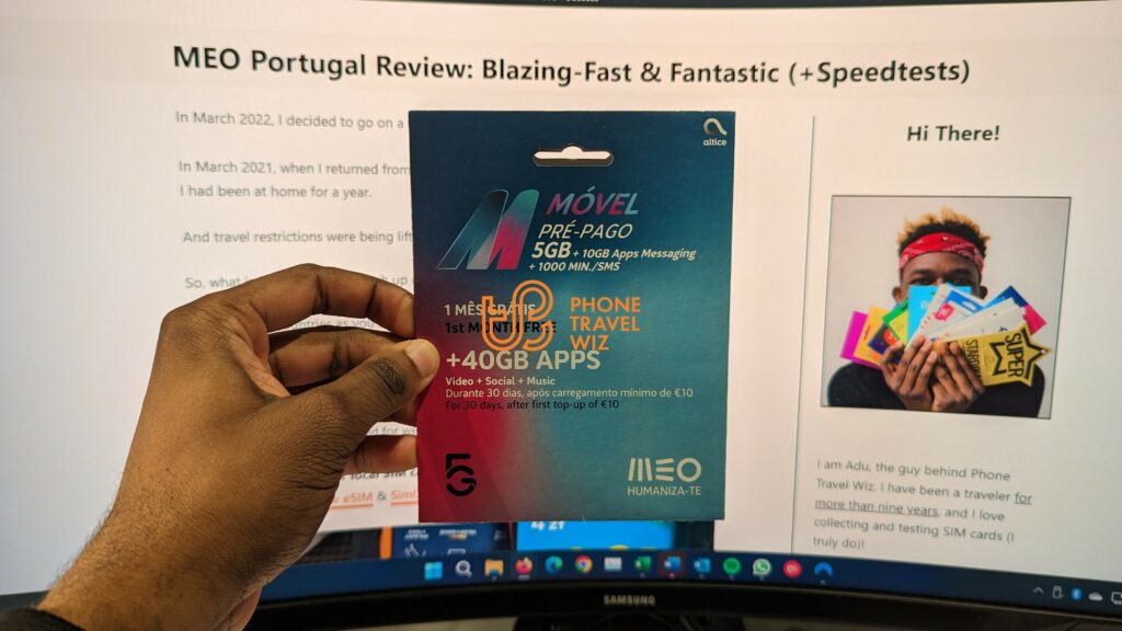 MEO Portugal SIM Card Held by Adu