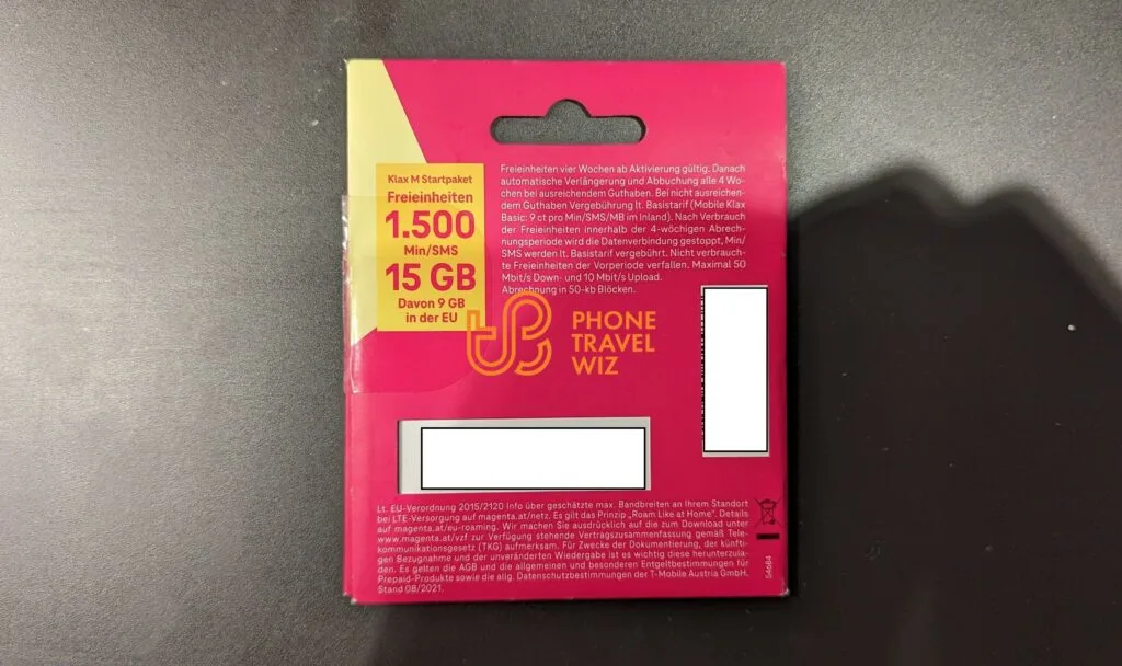 Magenta Telekom Austria Klax Starter Pack Back