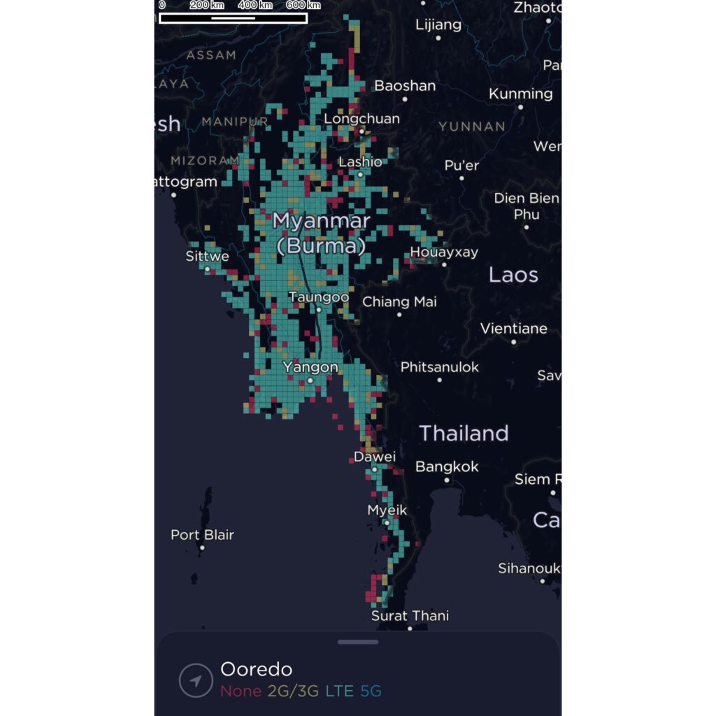 Ooredoo Myanmar Coverage Map