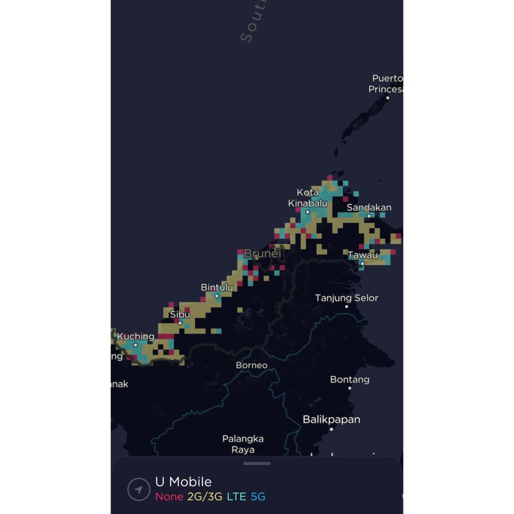 U Mobile Malaysia Coverage Map in East Malaysia