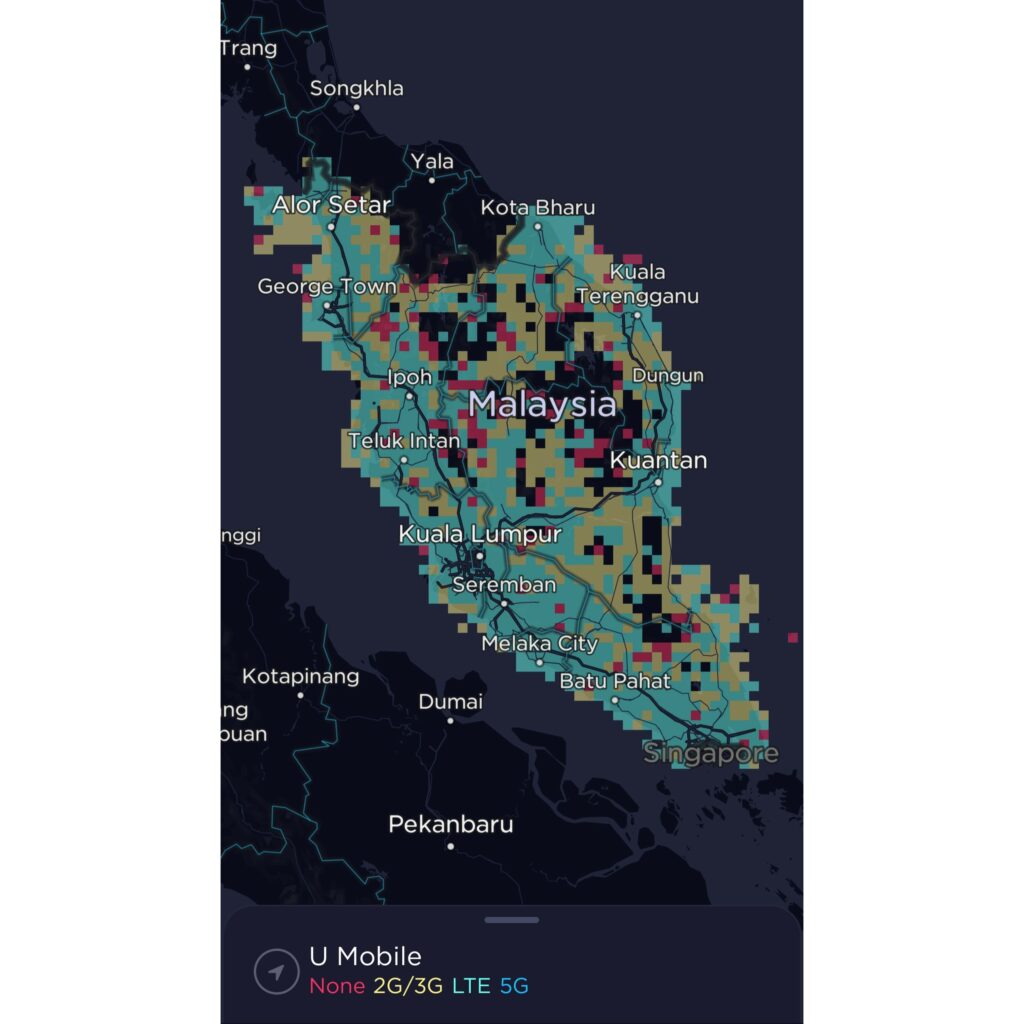 U Mobile Malaysia Coverage Map in Peninsular (West) Malaysia
