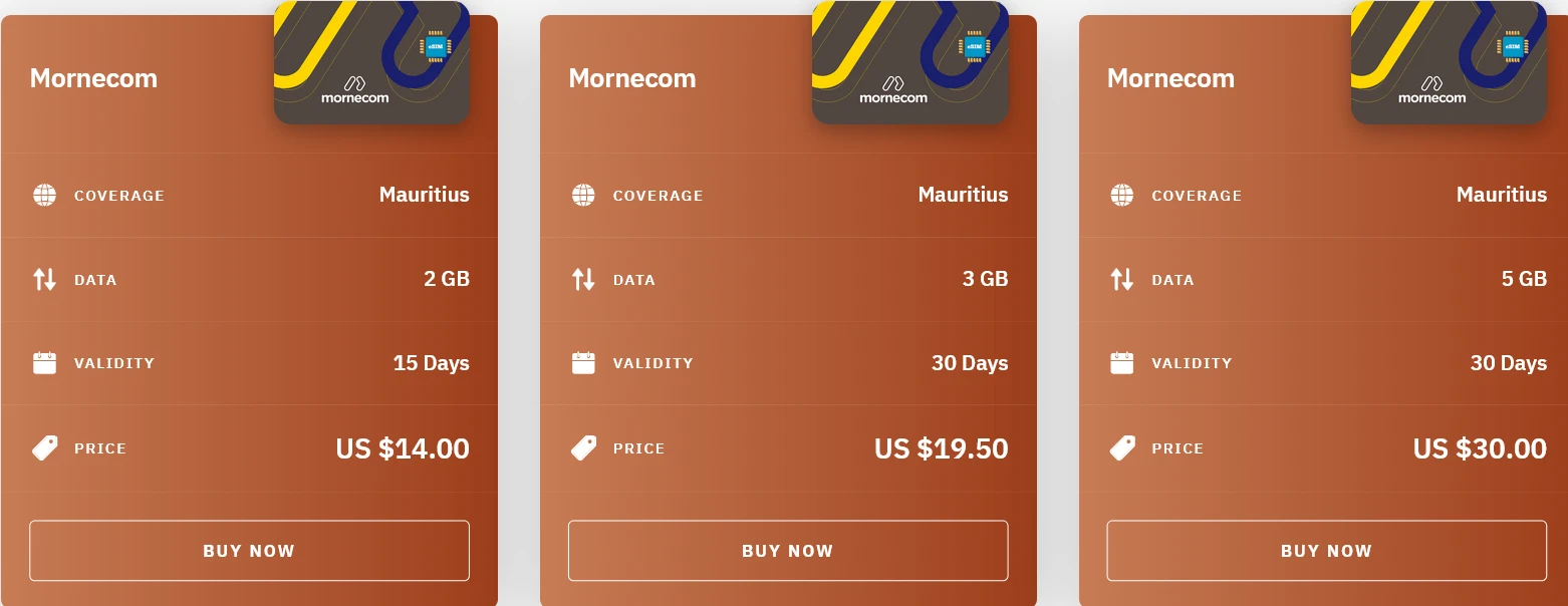 Airalo Mauritius Mornecom eSIM with Prices
