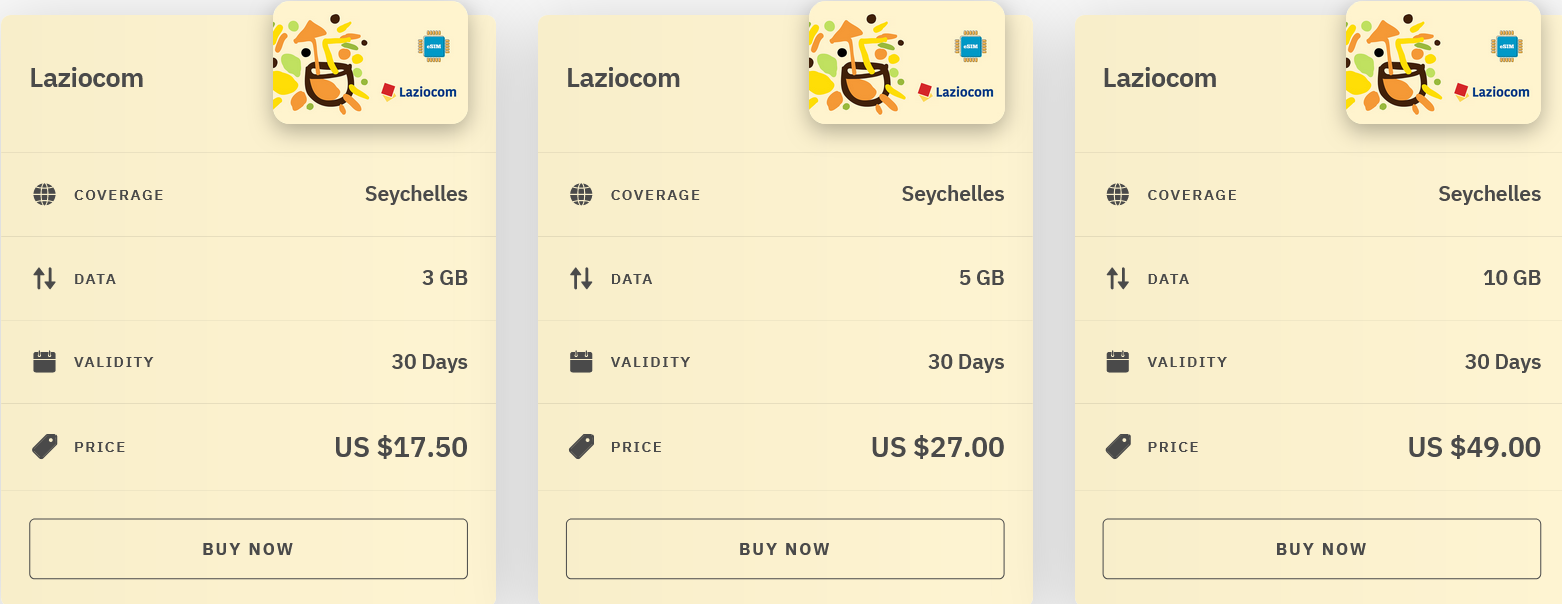 Airalo Seychelles Laziocom eSIM with Prices